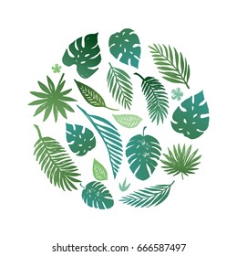 Summer, Tropical Paradise, beach, background with palm leaves