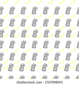 summer tropical pattern with pineapple and banana