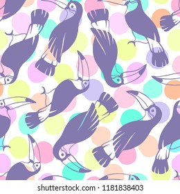 Summer tropical pattern with toucans. 