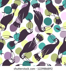 Summer tropical pattern with toucans. 