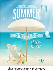 Summer tropical poster. Vector background.