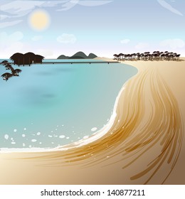 Summer Tropical Poster - Vector Illustration, Graphic Design Editable For Your Design
