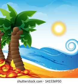 Summer Tropical Poster - Vector Illustration, Graphic Design Editable For Your Design