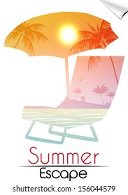 Summer tropical poster - Vector Illustration