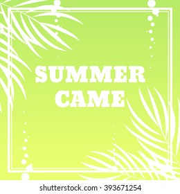 Summer Tropical print with palm leaves and bubbles.  Vector background
