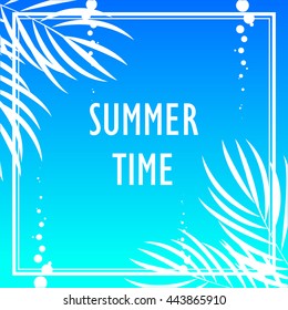 Summer Tropical print with 
palm leaves and bubbles.  Vector background
