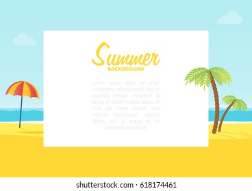 Summer tropical sea beach background with space for text vector illustration.