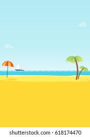 Summer tropical sea beach background vector illustration.