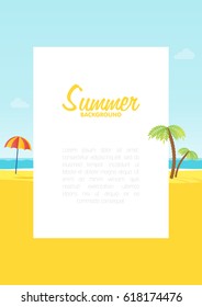 Summer tropical sea beach background with space for text vector illustration.
