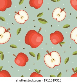 summer tropical seamless pattern apples leaves vector background texture