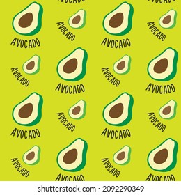 Summer tropical seamless pattern with avocado and letters
