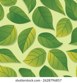 Summer tropical seamless pattern with green leaves, tropical plants. floral print, vector illustration.