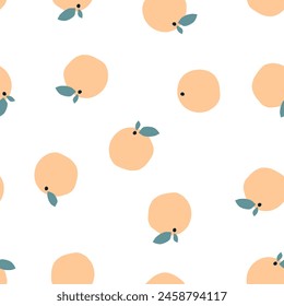 Summer tropical seamless pattern with oranges. Citrus fruits background for paper, cover, fabric. Vector illustration