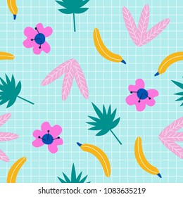 Summer tropical seamless pattern. Vector hand drawn illustration.