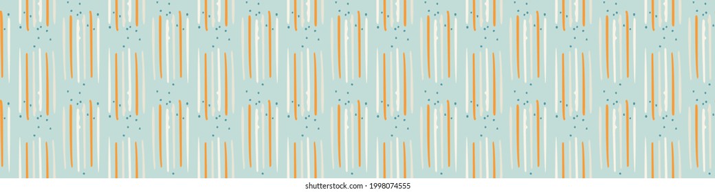 Patrón de borde sin fisuras de rayas tropicales de verano. Borde de banner de línea rota retro brillante. Divertido género neutro envolvimiento enmascaramiento decoración de taper washi ribon trim en vector.