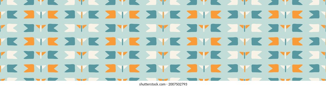 Summer tropical stripe seamless border pattern. Bright retro broken line banner edge. Fun gender neutral gift wrap masking taper decor washi ribbon trim in vector.