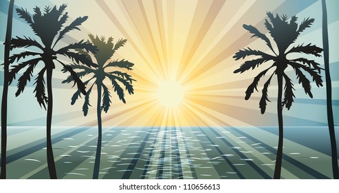 	Summer tropical Sunlight. File Illustrator 10