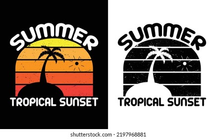 Summer Tropical Sunset Summer Quote T shirt design
