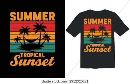 Summer Tropical Sunset T Shirt Design,Summer Design for Shirts,Funny Summer quotes,Summer Vintage T shirt Design