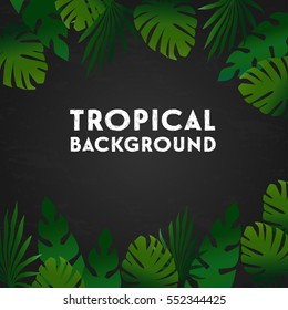 Summer tropical vector background with jungle palm leaves