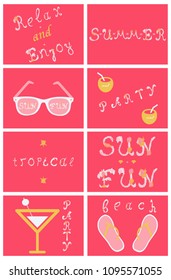 Summer tropical vector design for banner or flyer lettering.