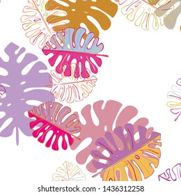 Summer tropical vector design for banner or flyer with exotic leaves.