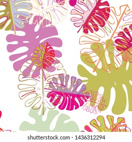 Summer tropical vector design for banner or flyer with exotic leaves.
