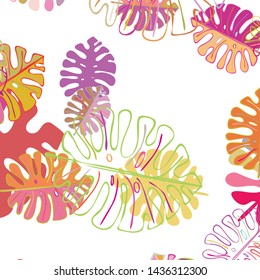 Summer tropical vector design for banner or flyer with exotic leaves.