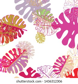 Summer tropical vector design for banner or flyer with exotic leaves.