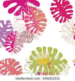 Summer tropical vector design for banner or flyer with exotic leaves.