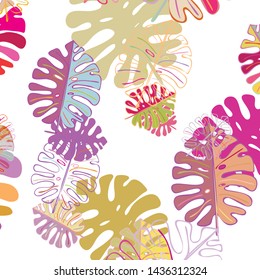Summer tropical vector design for banner or flyer with exotic leaves.