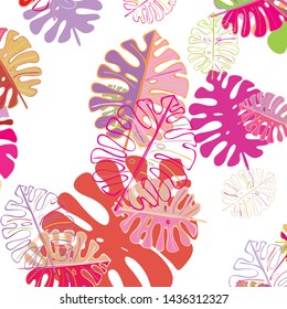 Summer tropical vector design for banner or flyer with exotic leaves.