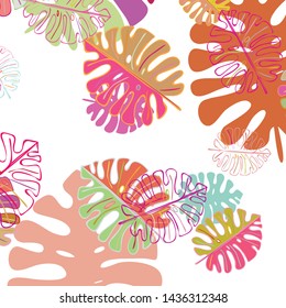 Summer tropical vector design for banner or flyer with exotic leaves.