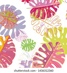 Summer tropical vector design for banner or flyer with exotic leaves.