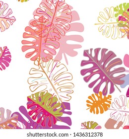 Summer tropical vector design for banner or flyer with exotic leaves.