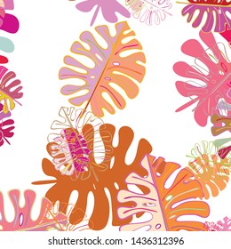 Summer tropical vector design for banner or flyer with exotic leaves.