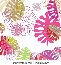 Summer tropical vector design for banner or flyer with exotic leaves.
