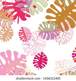 Summer tropical vector design for banner or flyer with exotic leaves.
