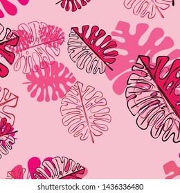 Summer tropical vector design for banner or flyer with exotic leaves.