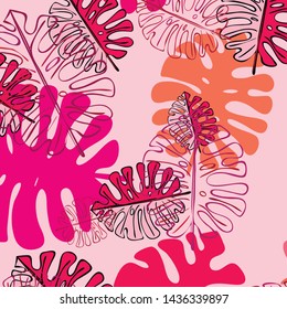 Summer tropical vector design for banner or flyer with exotic leaves.