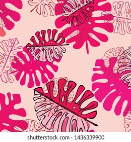Summer tropical vector design for banner or flyer with exotic leaves.