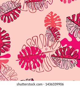 Summer tropical vector design for banner or flyer with exotic leaves.