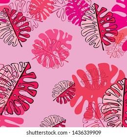 Summer tropical vector design for banner or flyer with exotic leaves.