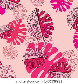 Summer tropical vector design for banner or flyer with exotic leaves.