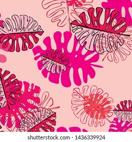 Summer tropical vector design for banner or flyer with exotic leaves.