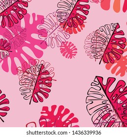 Summer tropical vector design for banner or flyer with exotic leaves.