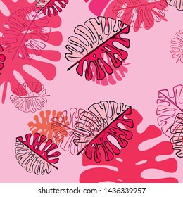 Summer tropical vector design for banner or flyer with exotic leaves.