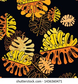 Summer tropical vector design for banner or flyer with exotic leaves.