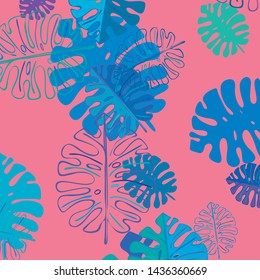 Summer tropical vector design for banner or flyer with exotic leaves.