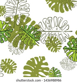Summer tropical vector design for banner or flyer with exotic leaves.